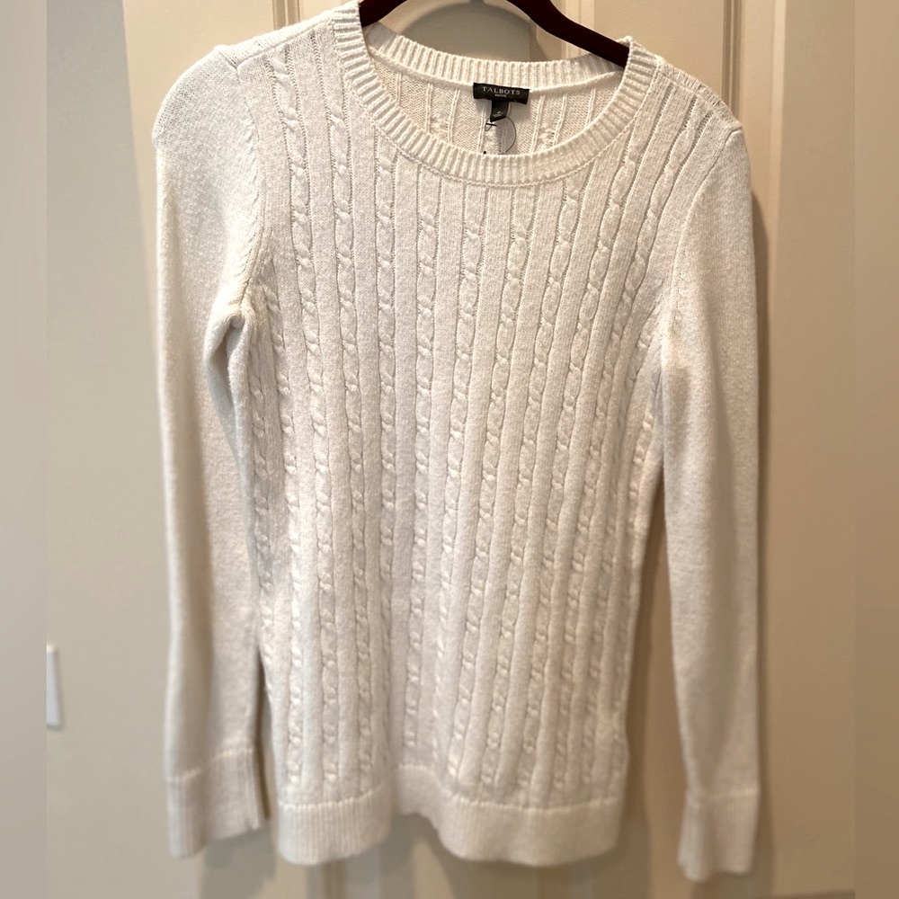- Talbots  soft cream cable cardigan